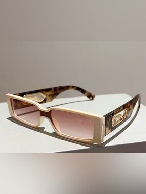 New Tortoise Shell & Cream Rectangular Sunglasses